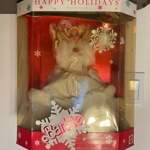 1989 Happy Holidays Barbie Doll with Keepsake Snowflake ornament, Damaged Box
